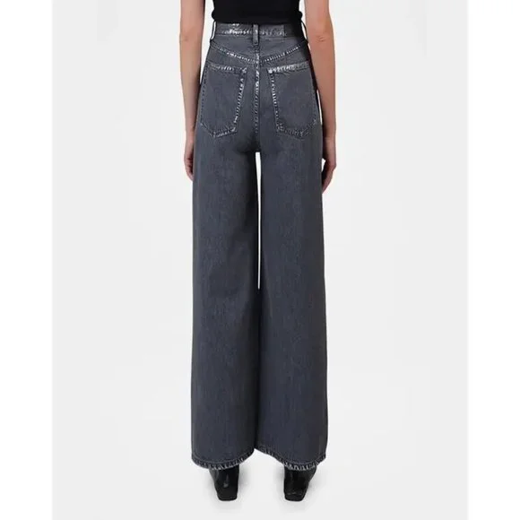 Anthropologie Etica Marley Ultra High Rise Baggy Jeans Women's Sz 30 Icicle Grey - Picture 6 of 16